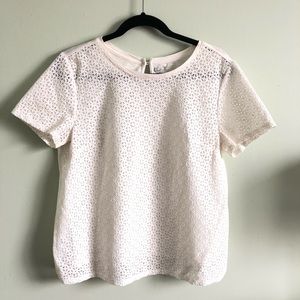 Ann Taylor Loft Off White Eyelet Top Size M